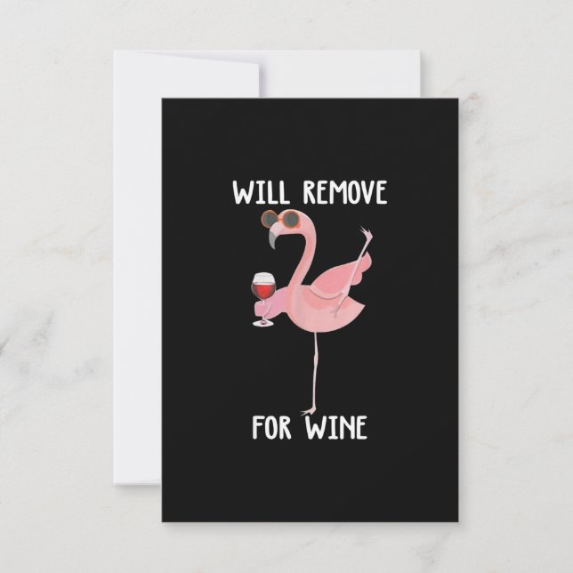 Funny Flamingo Will Remove For Wine Thank You Card (Front)