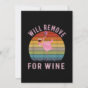 Funny Flamingo Will Remove Wine Cute Flamingo Love Thank You Card
