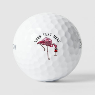 Funny Flamingo Wine Drinker Novelty Custom Golf Balls