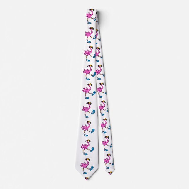 Funny Flamingo with sunglasses | choose back colou Tie (Front)