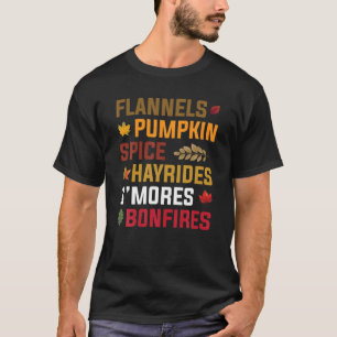 Funny Flannel Pumpkin Spice Hayrides Bonfires Fall T-Shirt