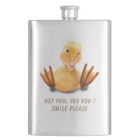 Funny Flask with Happy Duck - Custom Text