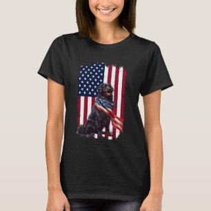 Funny Flat Coated Retriever American Flag 4th Of J T-Shirt