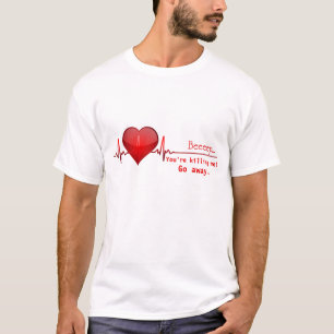 Funny Flatlining Heart Beat Humour T-Shirt