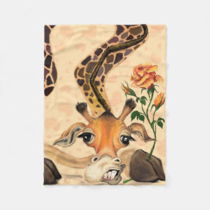 Funny Fleece Blanket Gentleman Giraffe with Rose
