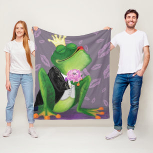 Funny Fleece Blanket with Frog Prince - Kiss