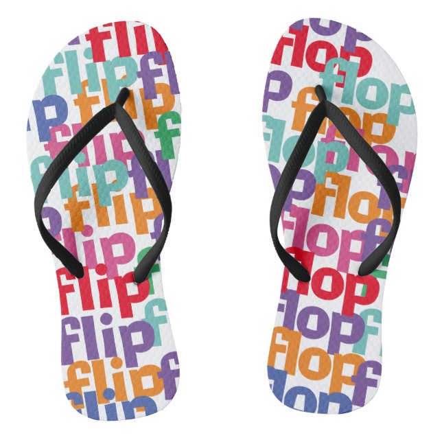 Funny Flip & Flop Colourful Wordplay Pun Lover Flops (Footbed)