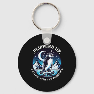 Funny Flippers Up I Stand With The Penguins Key Ring
