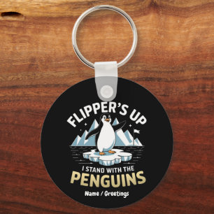 Funny Flippers Up, Stand With The Penguins Bold Key Ring