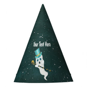 Funny Floating Ghost Wearing Blue Top Hat Skull