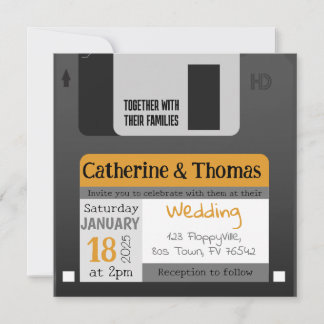 Funny Floppy Disc 80s 90s Wedding Invitation