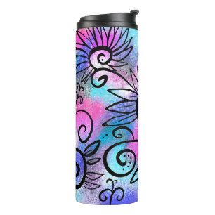Funny floral art thermal tumbler
