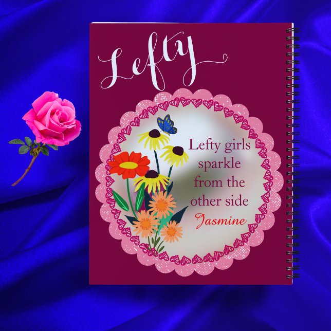 Funny Floral Custom Name Left-Handed School Style  Notebook (Creator Uploaded)