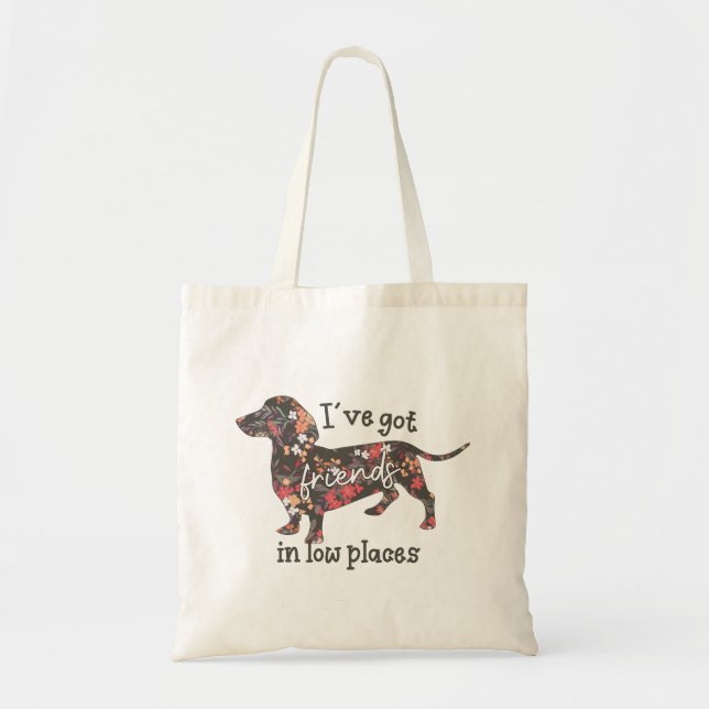Funny Floral Doxie Tote Bags (Front)