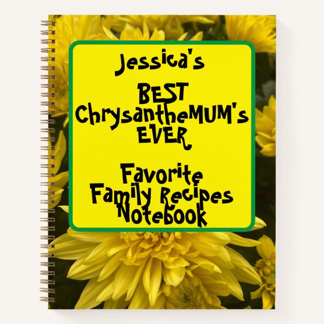 Funny Floral Family Recipies Spiral Notebook (Front)
