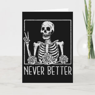 Funny Floral Halloween Skeleton Drinking Coffee Ne Card