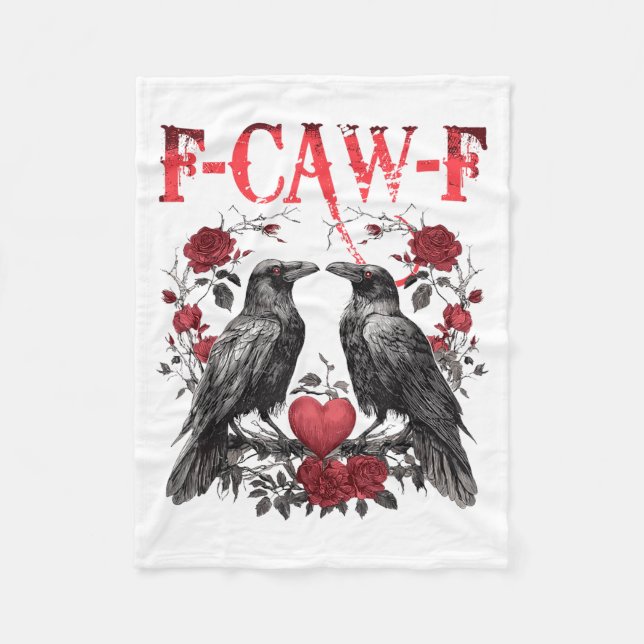 Funny Floral Heart Raven F-caw-f Anti Valentin's D Fleece Blanket (Front)