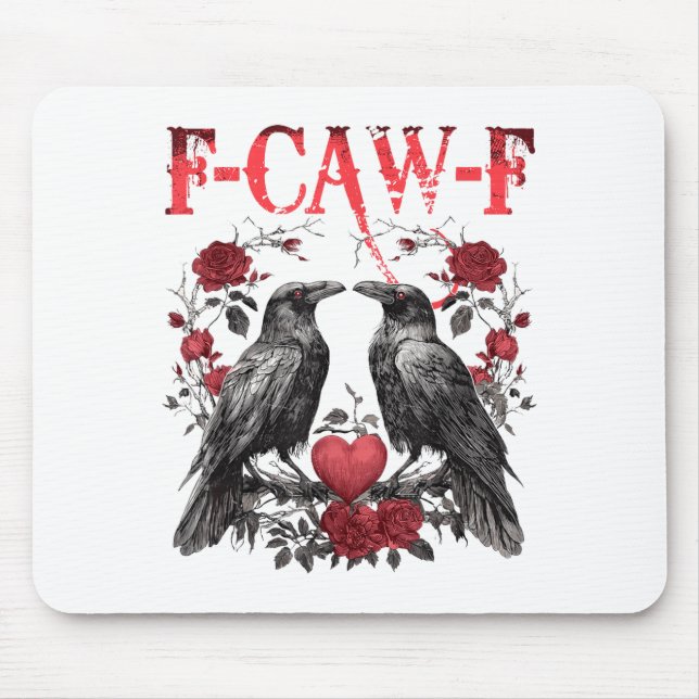 Funny Floral Heart Raven F-caw-f Anti Valentin's D Mouse Mat (Front)