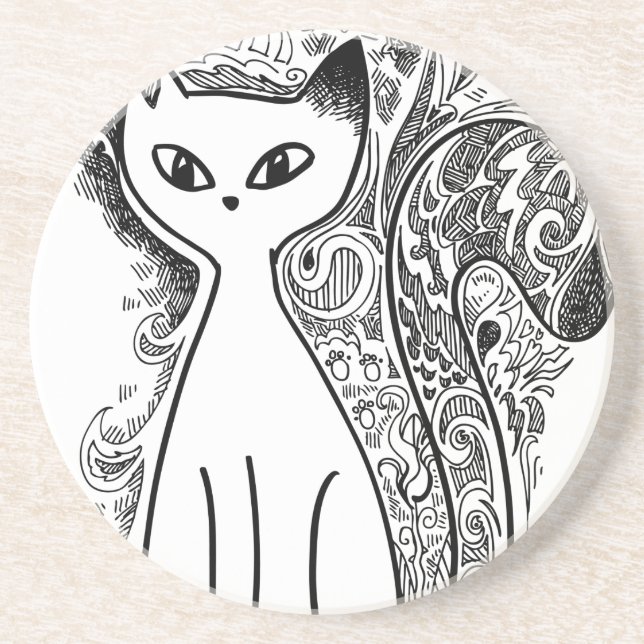 Funny floral pattern cats coaster (Front)