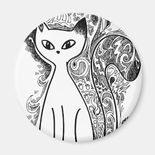 Funny floral pattern cats magnet