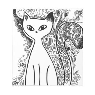 Funny floral pattern cats notepad