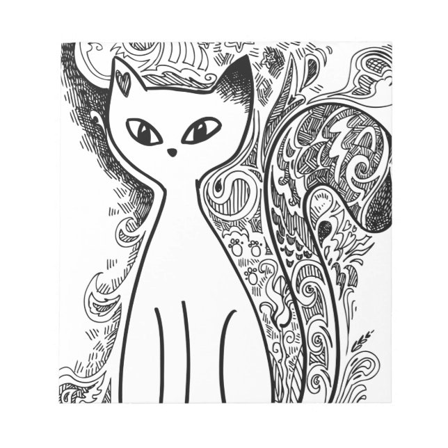 Funny floral pattern cats notepad (Front)