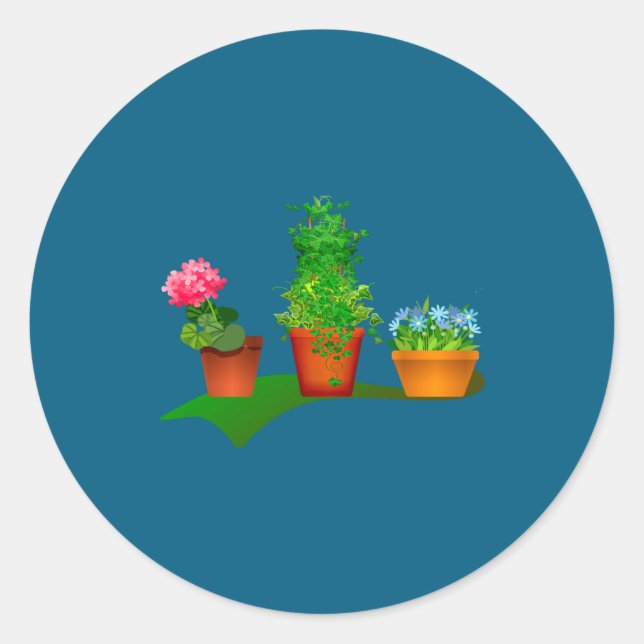 Funny Floral Plant Manager Front And Back Design  Classic Round Sticker (Front)