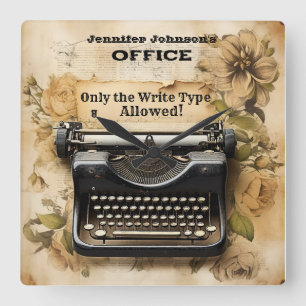 Funny Floral Vintage Typewriter Wall Clock