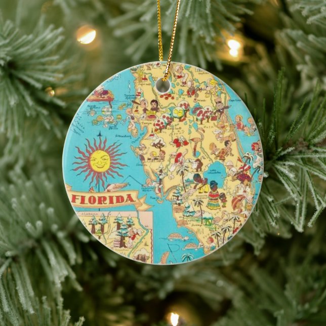 Funny Florida Map Ceramic Tree Decoration (Tree)