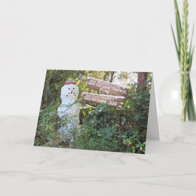 Funny Florida Melting Snowman Christmas Card (Front)