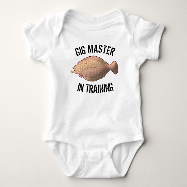 Funny Flounder Fishing Baby Bodysuit (Front)
