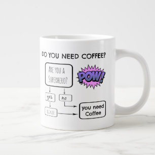 Funny Flow Chart, Do you need coffee? Large Coffee Mug