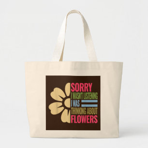 Funny flower lovers gardening word art  large tote bag