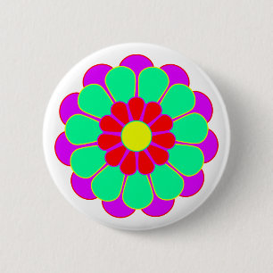 Funny Flower Power Bloom I 6 Cm Round Badge