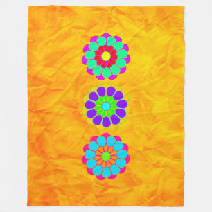 Funny Flower Power Bloom I II III Fleece Blanket