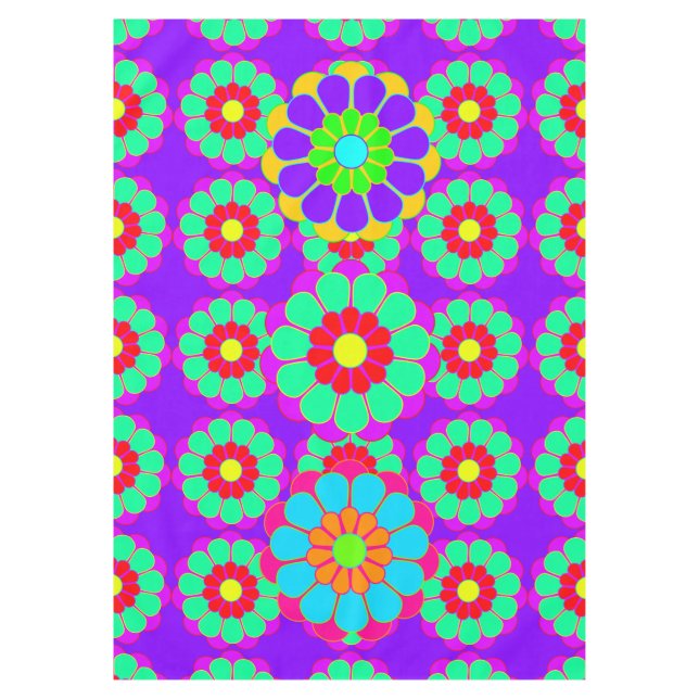 Funny Flower Power Bloom I II III Tablecloth (Front)