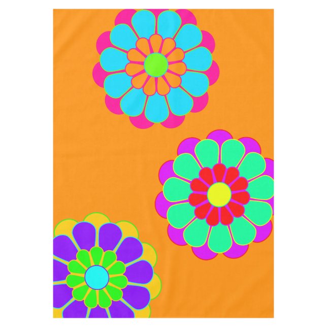 Funny Flower Power Bloom I II III Tablecloth (Front)