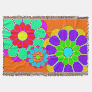 Funny Flower Power Bloom I II III Throw Blanket