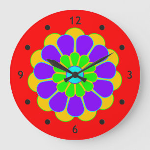 Funny Flower Power Bloom II Large Clock