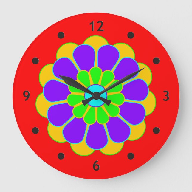 Funny Flower Power Bloom II Large Clock (Front)