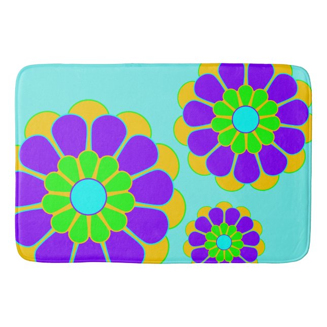 Funny Flower Power Bloom II + your backgr. & idea Bath Mat (Front)
