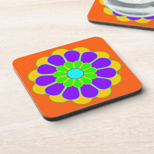 Funny Flower Power Bloom II + your backgr. & idea Coaster (Left Side)