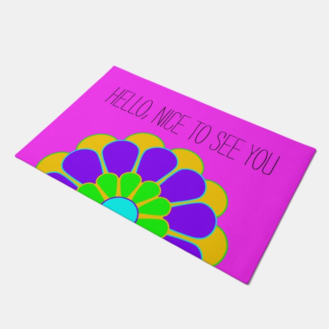Funny Flower Power Bloom II + your backgr. & idea Doormat (Angled)