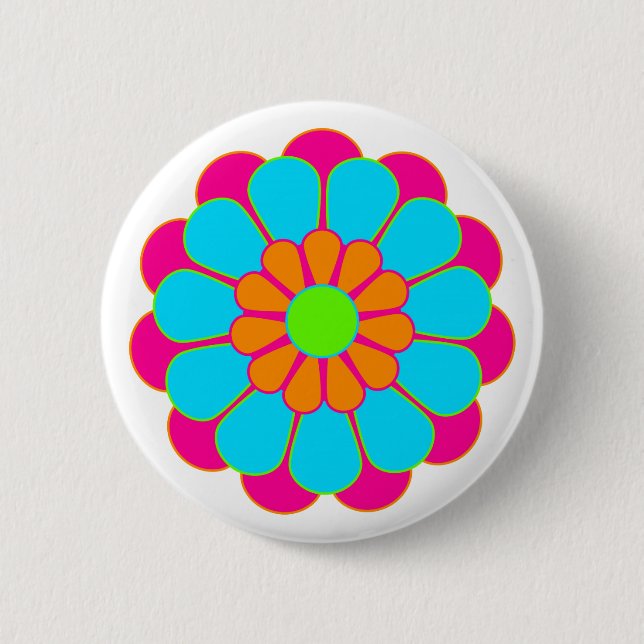 Funny Flower Power Bloom III 6 Cm Round Badge (Front)