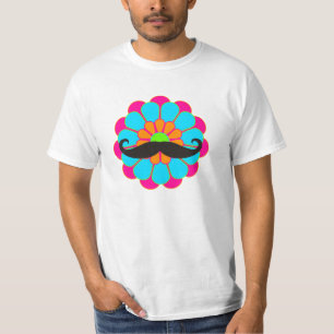 Funny Flower Power Bloom III + moustache T-Shirt