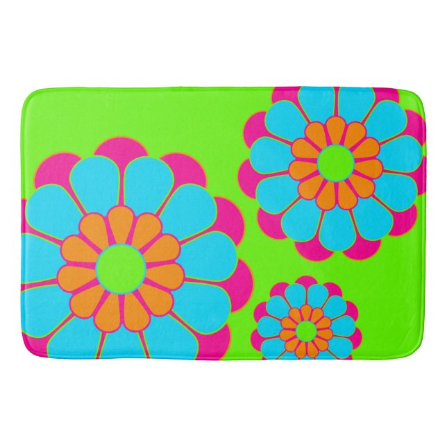 Funny Flower Power Bloom III + your backgr. & idea Bath Mat (Front)