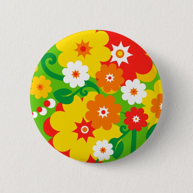 Funny Flower Power Wallpaper 6 Cm Round Badge (Front)