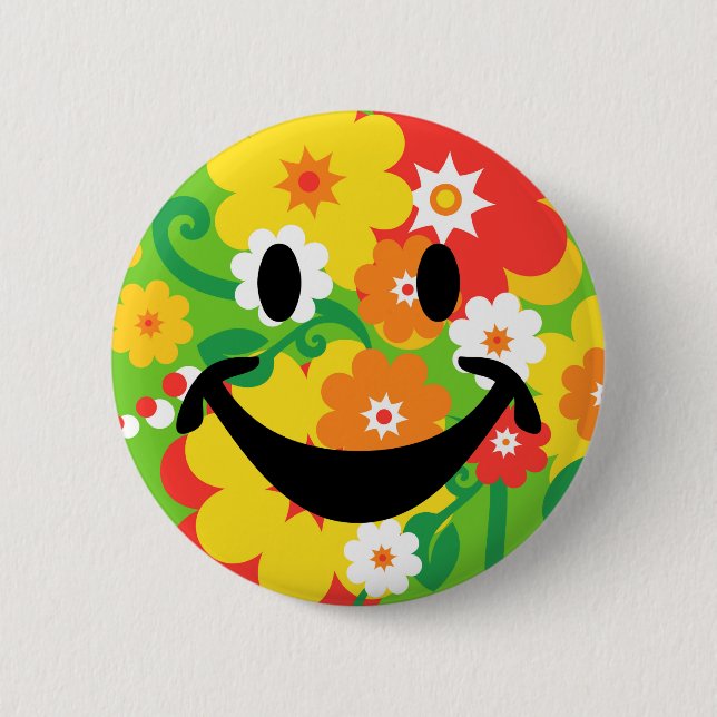 Funny Flower Power Wallpaper 6 Cm Round Badge (Front)