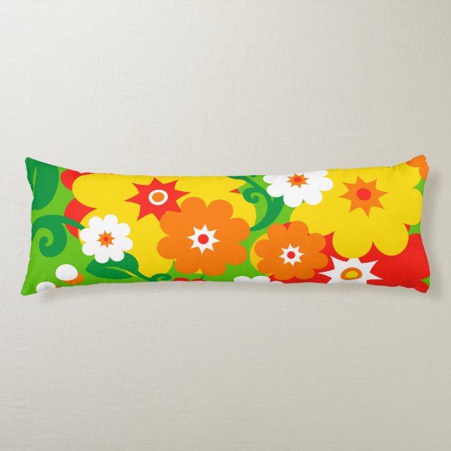Funny Flower Power Wallpaper Body Cushion (Front)