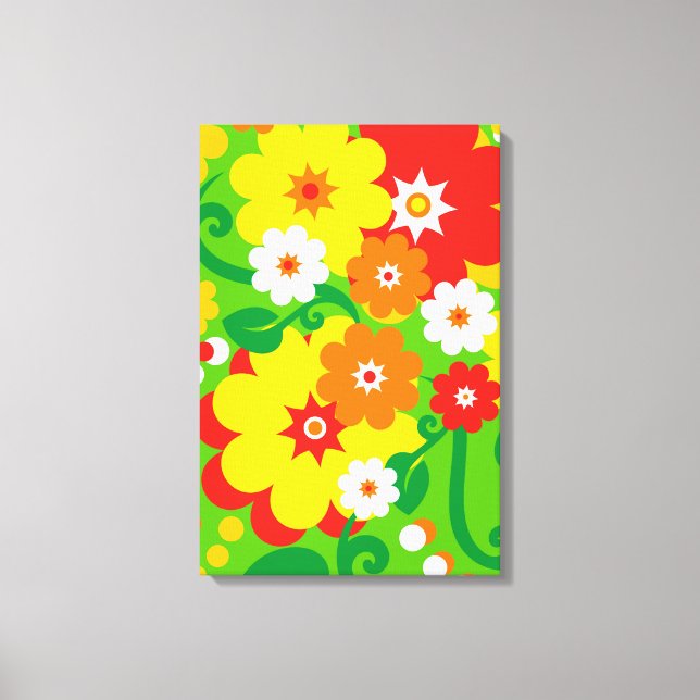 Funny Flower Power Wallpaper Canvas Print (Front)